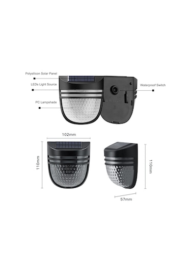 Ximistore9 Güneş Enerjili Bahçe Dekorasyon Lambası, Su Geçirmez, Otomatik Aydınlatma, Uzun Ömürlü, Siyah Renk, Sıcak Işık Siyah