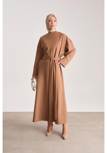 Armine Örme Beli Çift Bağlamalı Elbise Ort9727 Camel-camel Camel
