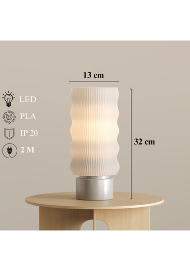 Otaru Masa Lambası: Dinginliğin Geometrik Sanatı 321-6 Beyaz