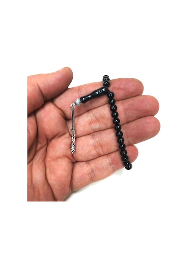 Gümüş Püsküllü Mini Gürcistan Oltu Tesbih 5,5 Mm