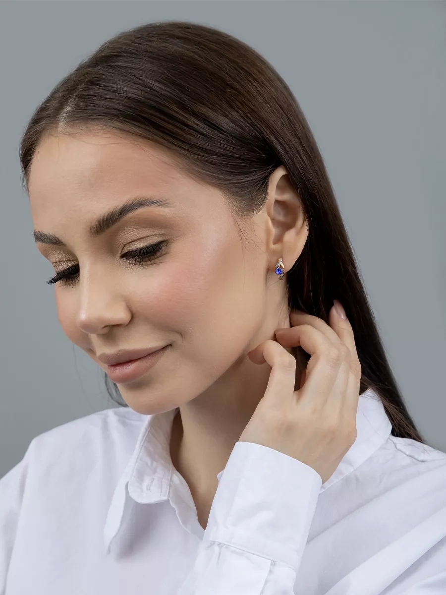 Veronika Jewelry Factory 925 Ayar Gümüşten Klasik Fiyonitlı Raylar Küpeler 211828700 Altın