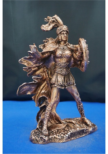 Athena Savaş Tanrıçası 26 Cm Mitolojik Heykel, Ev Dekor Ve Hediyelik Biblo Bakır