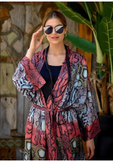 Mayovera Yılan Desen Kimono Çok Renkli