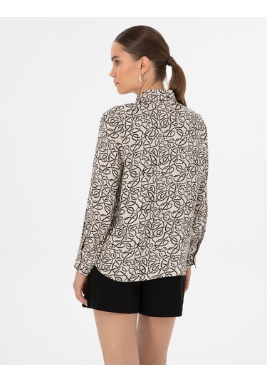 Pierre Cardin Kadın Kum Gömlek Desenli 50318227-vr085 Kum