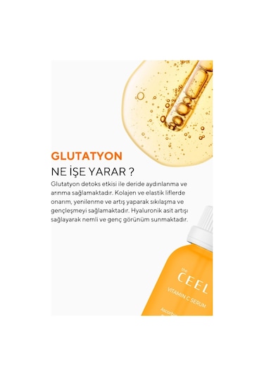 The Ceel Leke Karşıtı Aydınlatıcı Vitamin C Serum Glutatyon, Ferulic Asit,  Ascorbic Asit 30 ml