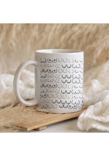 Meme Nipple Baskılı Kupa Bardak - Sevgiliye Arkadaşa Hediye 3656 Beyaz