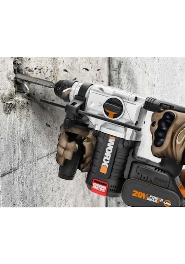 Worx WX380.9C 20Volt 2.0Ah. 2.2J Li-ion Tek Akülü Şarjlı Profesyonel Sds-Plus Pnömatik Kırıcı/Delici
