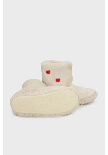 Lela Kalpli Yumuşak Dokulu Peluş Bayan Panduf 6722005 Ekru