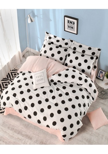 Eponj Home Kolay Ütülenir Nevresim Takımı Çift Kişilik Mixpuan Beyaz-Somon