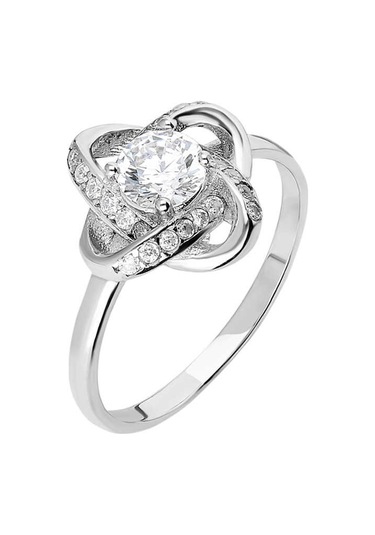 Zirkon Tektaşlı Samanyolu Tasarım 925 Ayar Gümüş Bayan Yüzük Beyaz