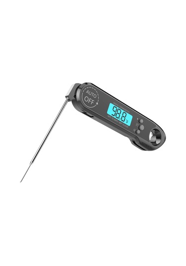 Monyee Siyah Füme Mutfak Termometresi - Ip67 Su Geçirmez, Çelik Prob, Lcd Ekran, Şişe Açıcı Ve Manyetik Tutucu Siyah