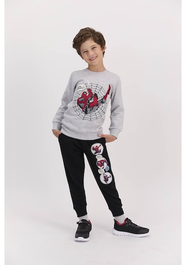 Spiderman Lisanslı Cool It Web Head Grimelanj Erkek Çocuk Eşofman Takımı Gri