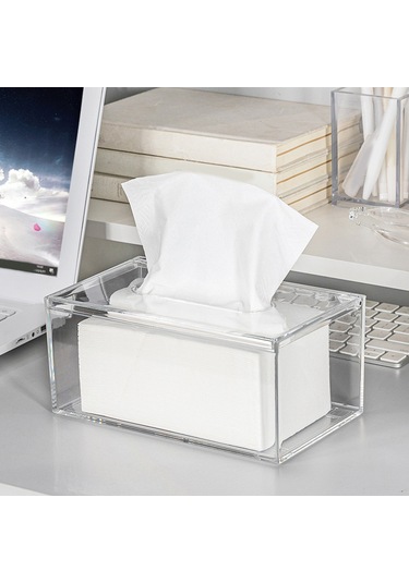 Geeroyoo Akrilik Materyal Transparan Dizaynlı Ev Ofis Mutfak Kullanıma Uygun Dikdörtgen Tüp Havlu Kutusu Organizatör