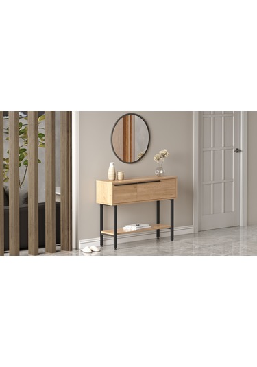 Robin Home Lidya Dresuar Aynalı Kapaklı Metal Ayaklı Sepet Kahverengi