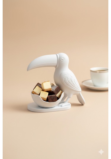 Oxyteez Kuş Figürlü Dekoratif Sunumluk Beyaz Renk Reçine Tasarım Ev Ve Ofis Dekorasyonu