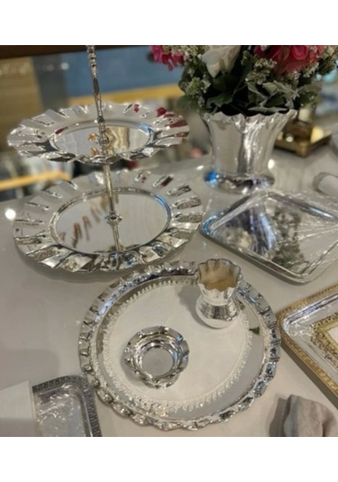 İki Katlı Gümüş Kaplama Servis Gümüş