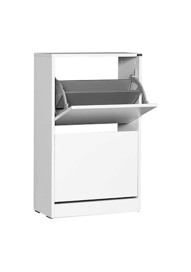 Flat Duo 2 Katlı Ayakkabılık Dolabı - Beyaz