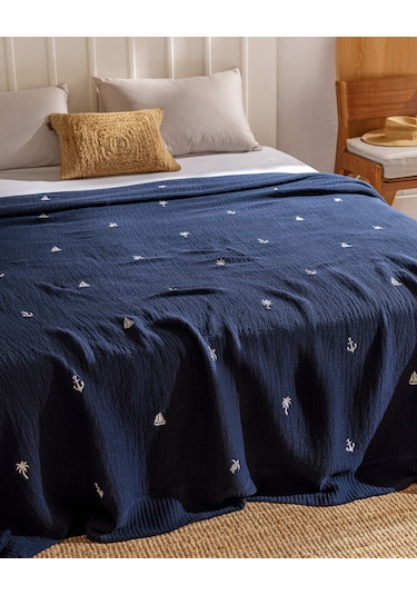 Madame Coco Riva Çift Kişilik %100 Pamuk Yatak Örtüsü - Lacivert 8684427210420 Lacivert