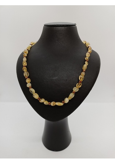 Balık Hediyelik Sitrin ve Hematit Taşı Doğaltaş Özel Tasarım Kolye Krem