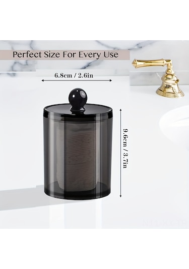 Kangvka Siyah Banyo Organizer Kutuları 4'lü Set - Akrilik, Cam Gibi Dayanıklı, Koton Sarı/küp Saklama, Modern Dekoratif Tasarım Siyah