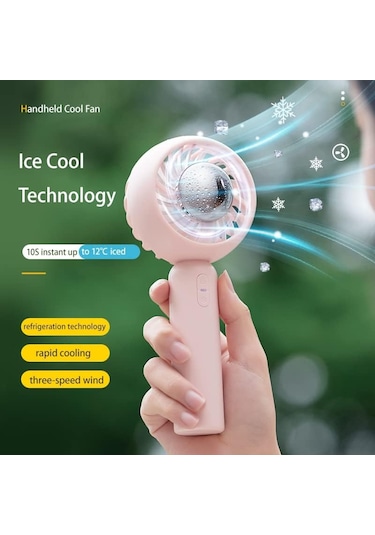 Buz Sıkıştırma Fan Usb Şarj Edilebilir Taşınabilir Mini Rüzgar Taşınabilir Buz Top Soğutma Küçük Fan Pembe