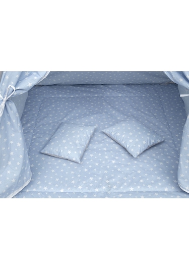 Exorbaby Xl Büyük Boy Ahşap Ve Pamuklu Oyun Çadırı , Oyun Evi Mavi