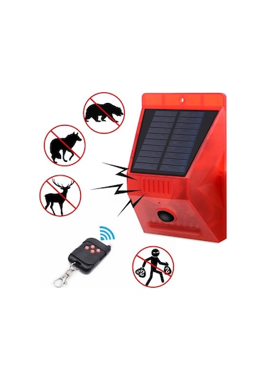 Upway Güneş Enerjili Solar Sesli Alarm Sistemi 129 Db Sesli Pır Hareket Sensörlü Kumandalı