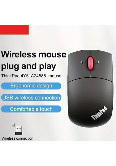 Besthome1 Lenovo Thinkpad 4y51a24585 Kablosuz Siyah Ergonomik Kablosuz Mouse Usb Laser Ofis İçin Besthome1