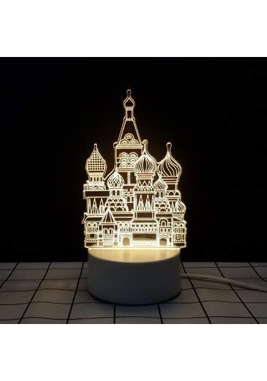Konesam Kızıl Toprağın Gölgesinde - Osmanlı Kalesi 3d Led Gece Lambası, Dokunmatik Kontrol, 3 Renk Seçeneği, Usb Beslemeli, Çocuk Odası Dekorasyonu Beyaz