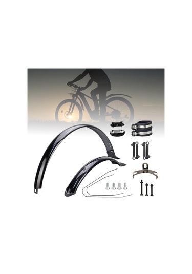 Suntek Dağ Bisikleti Çamurluklar 24 Siyah-braket-ve-kelepçe Siyah