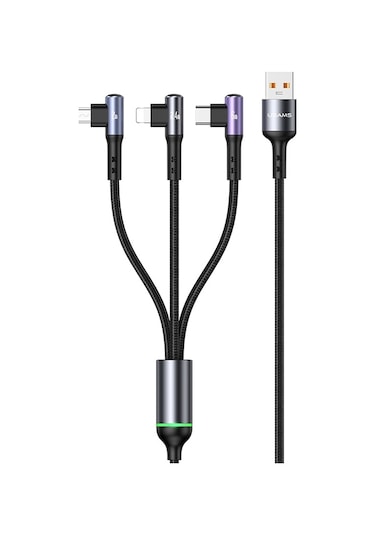 Usams Sj561 66W 3 İ N1 Hızlı Dirsek Örgü Şarj Veri Şarj Kablosu