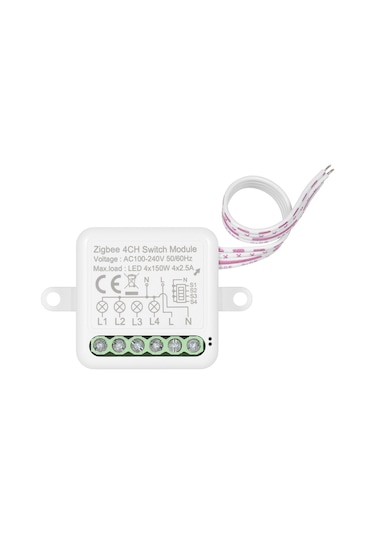 4ch Zigbee Mini Akıllı Anahtar Röle Modülü Akıllı Ev Beyaz