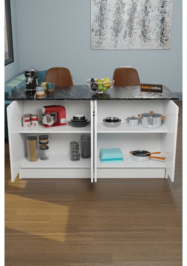 Ae-2040 Vera Mutfak Adası Bar Masası Yemek Masası Dolaplı, B/sm