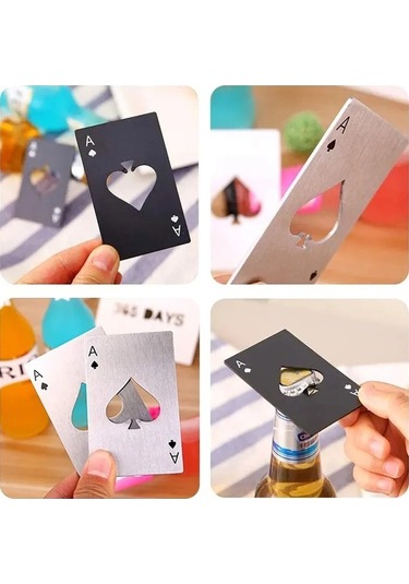 Fortunelane 20 Adet Siyah Çelik Poker Şekilli Şişe Açıcı - Kaliteli, Taşınabilir Set, Parti İçin Uygun Siyah