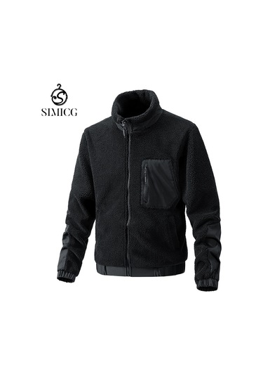Şık Ve Rahat Dik Yaka Polar Günlük Erkek Ceketi Siyah