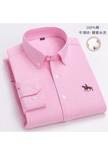 Dval2024 Erkek Pamuklu Çiçek Desenli Uzun Kollu Gömlek - Rahat At İşlemeli Modellerbej Bej