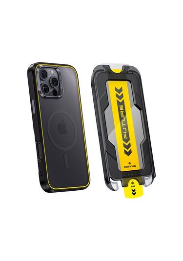 Aohi The Future İphone Uyumlu 16 Pro Max Kılıfı Siyah, Tam Kaplayan Kırılmaz Temperli Camlı Koruma-ssc14113