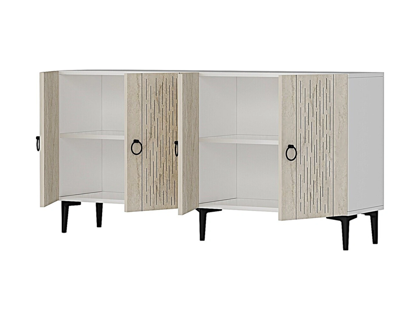 Ka1515bt Raın150 Konsol, Kahve Köşesi, Tv Sehpası Beyaz-traverten 150cm Beyaz