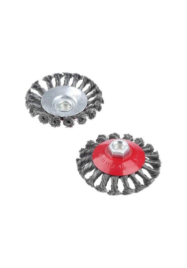 2 Parça Avuç Taşlama için M14 Örgülü  çelikTel Fırça Seti