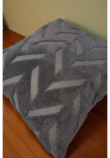 İskandinav Stil Peluş Yumuşak Dokulu Dekoratif Kırlent Kılıfı 2 Li Set 43x43 Cm Antrasit Balıksırtı