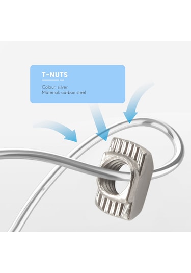 50 Adet M5 T-slot Somunu 2020 Serisi Alüminyum Profil M5 X 10 X 6mm