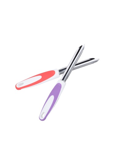 Dofolink Stok Mutfak Aleti: Çelik Biber, Meyve, Sebze Çekirdek Çıkarıcı - Hızlı Kullanım, Oranj-mor Renkli 2 Adet