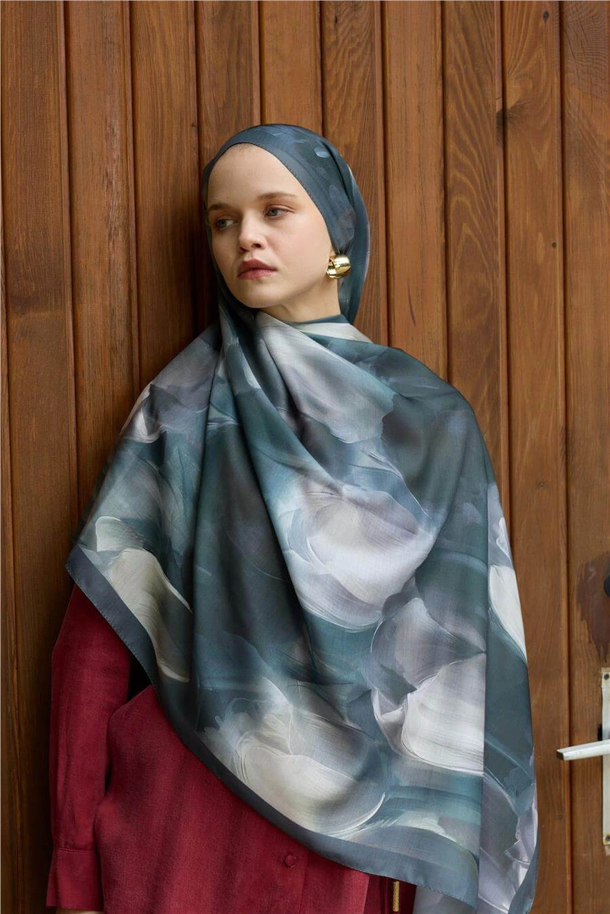 Siyah/yeşil Winter Bloom Soft Şal Siyah