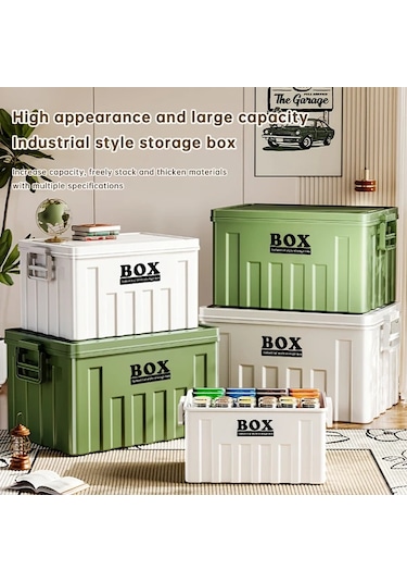 Gateesat Yeşil Orta Boy Endüstriyel Saklama Kutusu Kapaklı Taşınabilir Stackable Toz Nem Geçirmez Yeşil