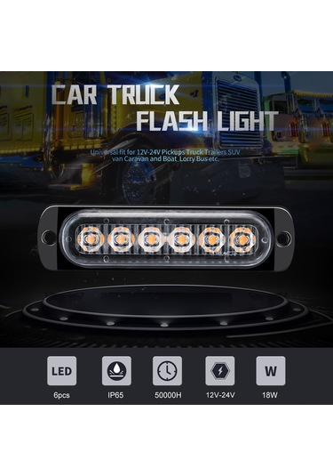 Shineyee 12-24v Çok Renkli Led Stroboskop Uyarı Işığı, Araçlar İçin Acil Durum Flaşörü, Ip65 Su Geçirmez, Kolay Kurulum Siyah