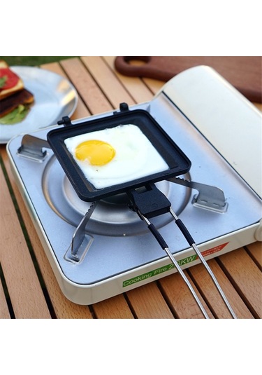 Sandviç Makinesi, Waffle'lı Alüminyum Alaşımlı Kahvaltı Pişirme Tepsisi Siyah