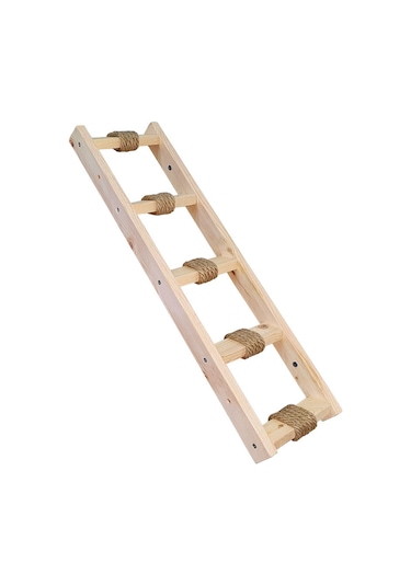 Doğal ahşap duvara monte kedi merdiveni sağ sol uyumlu 60cm