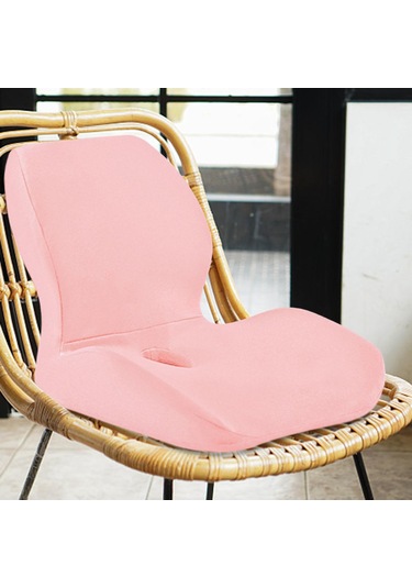 Suntek Bel Destek Yastığı Ergonomik Sandalye Sırt Yurt Oturma Pembe