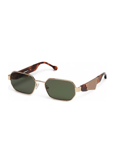 Leziff Memphis Unisex Güneş Gözlüğü Gold - Kahverengi