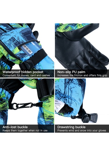 Wezone Sgm-163 Kışlık Kayak Eldiveni - Desenli, Isı Tutucu, M Boy Beyaz